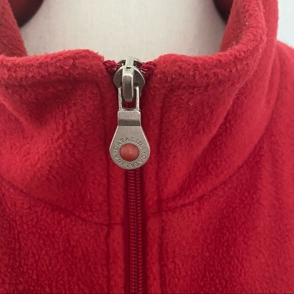 Catalina Fleece Red Zip Front Jacket Pockets Comfy Sexy Casual Size 1X - Picture 7 of 12